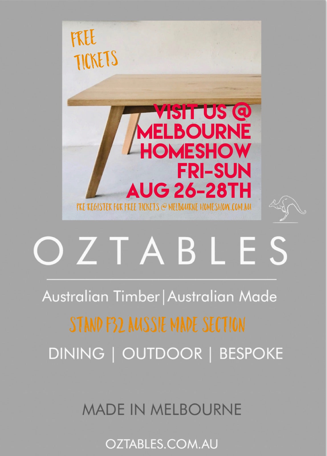 OZTABLES AT THE MELBOURNE HOMESHOW AUG 26-28th 2022