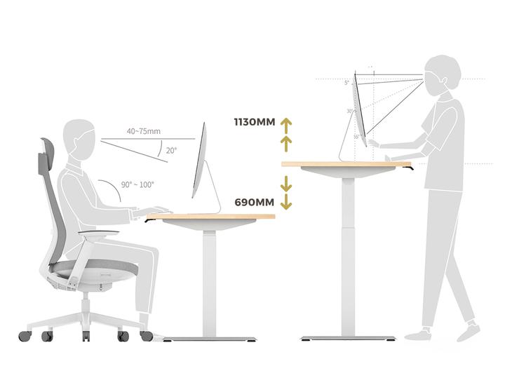 Wooden Sit-Stand E Desk - Custom Desk